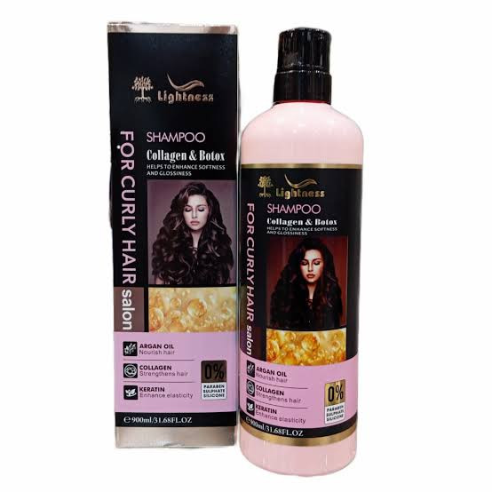 شامپو موهای فر لایتنس با کلاژن و بوتاکس گیاهی برای نرمی، براقیت و کاهش وز موهای فر