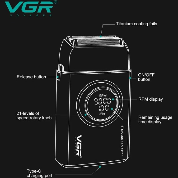 ماشین اصلاح وی جی آر مدل VGR V-378 با تیغه تیتانیوم و ضد آب